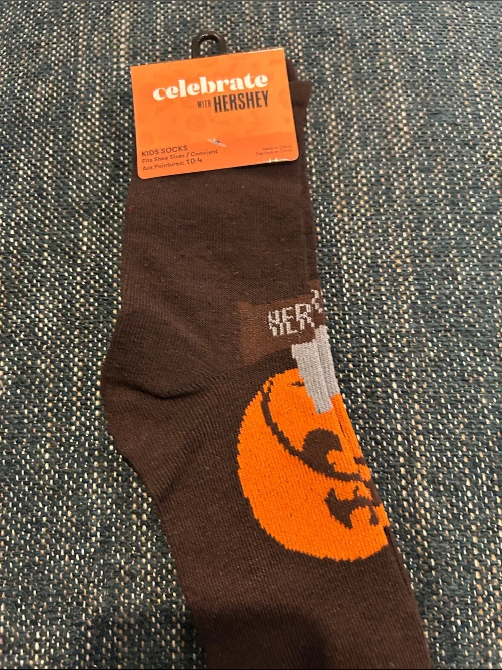 Hershey Kids Brown & Orange Halloween Crew Socks